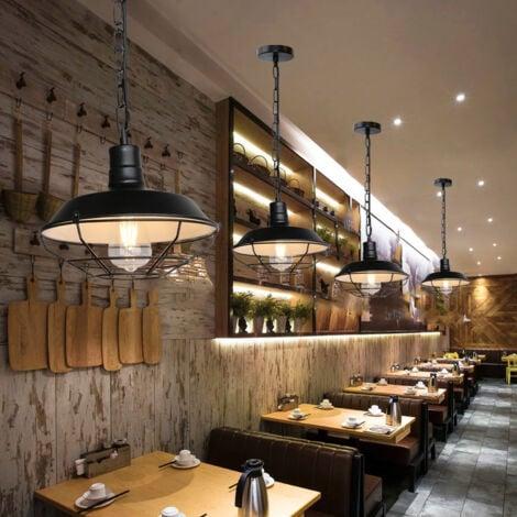 Industrial pendant lighting installed in a contemporary hospitality interior.