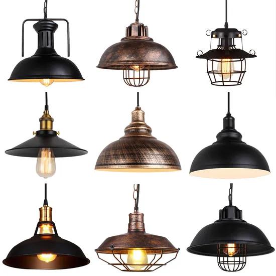 Industrial pendant lighting family with multiple sizes and finishes.