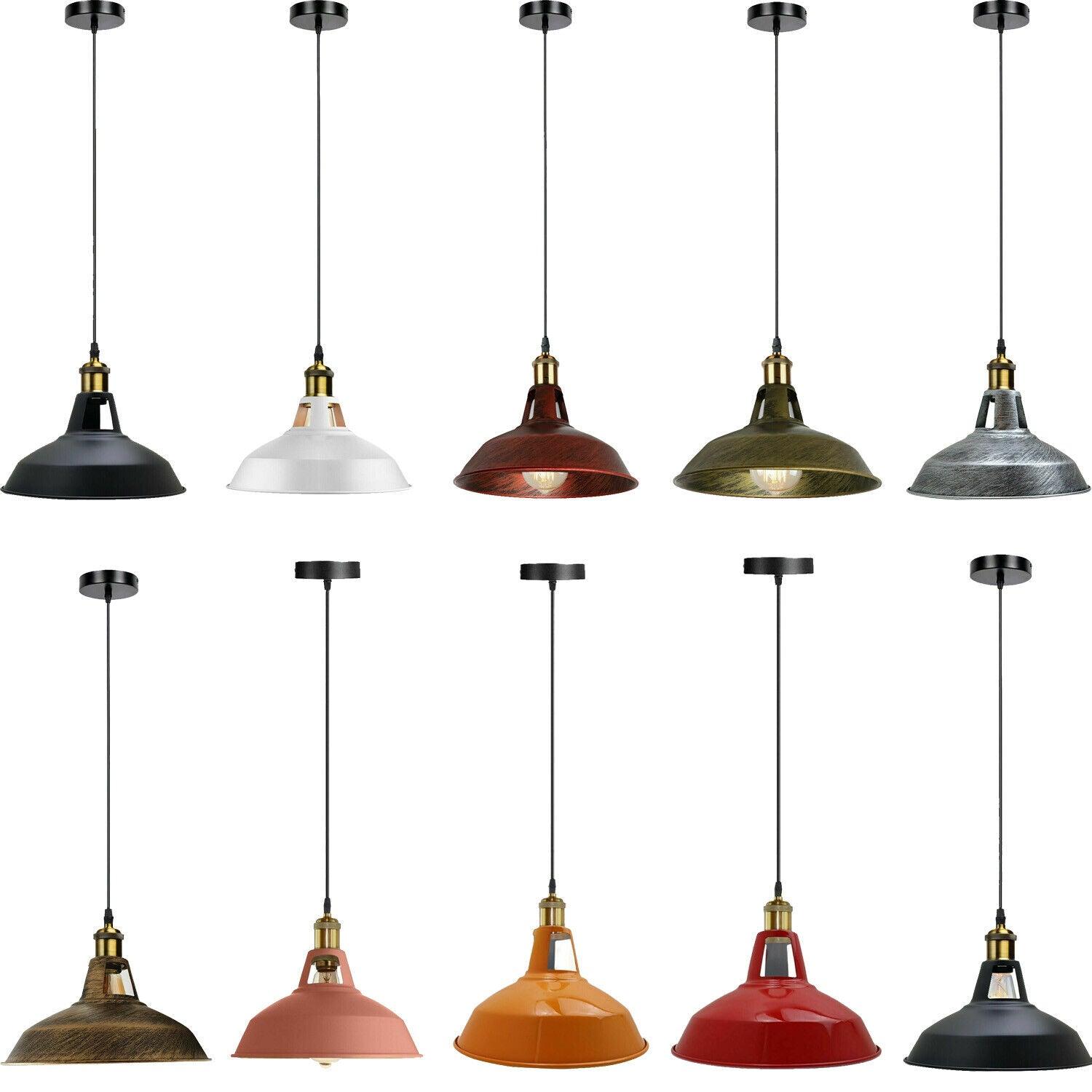 Industrial pendant lighting family with multiple sizes and finishes.