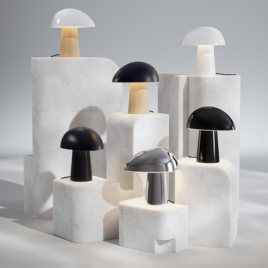 Collection of minimalist table lamps featuring contemporary forms and premium decorative finishes.