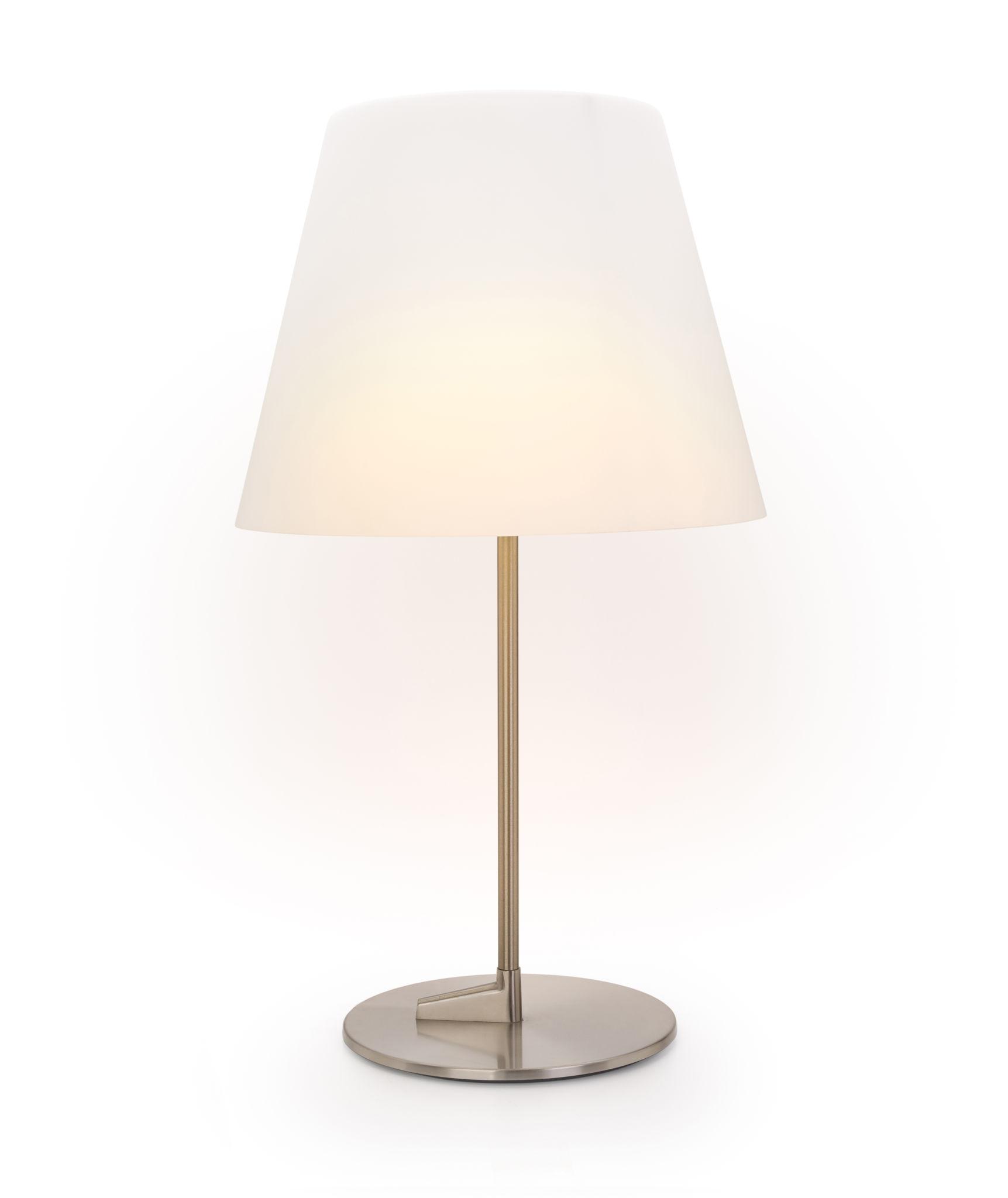 Minimal table lamp photographed on a clean white background showcasing its simple geometric form and premium finish.