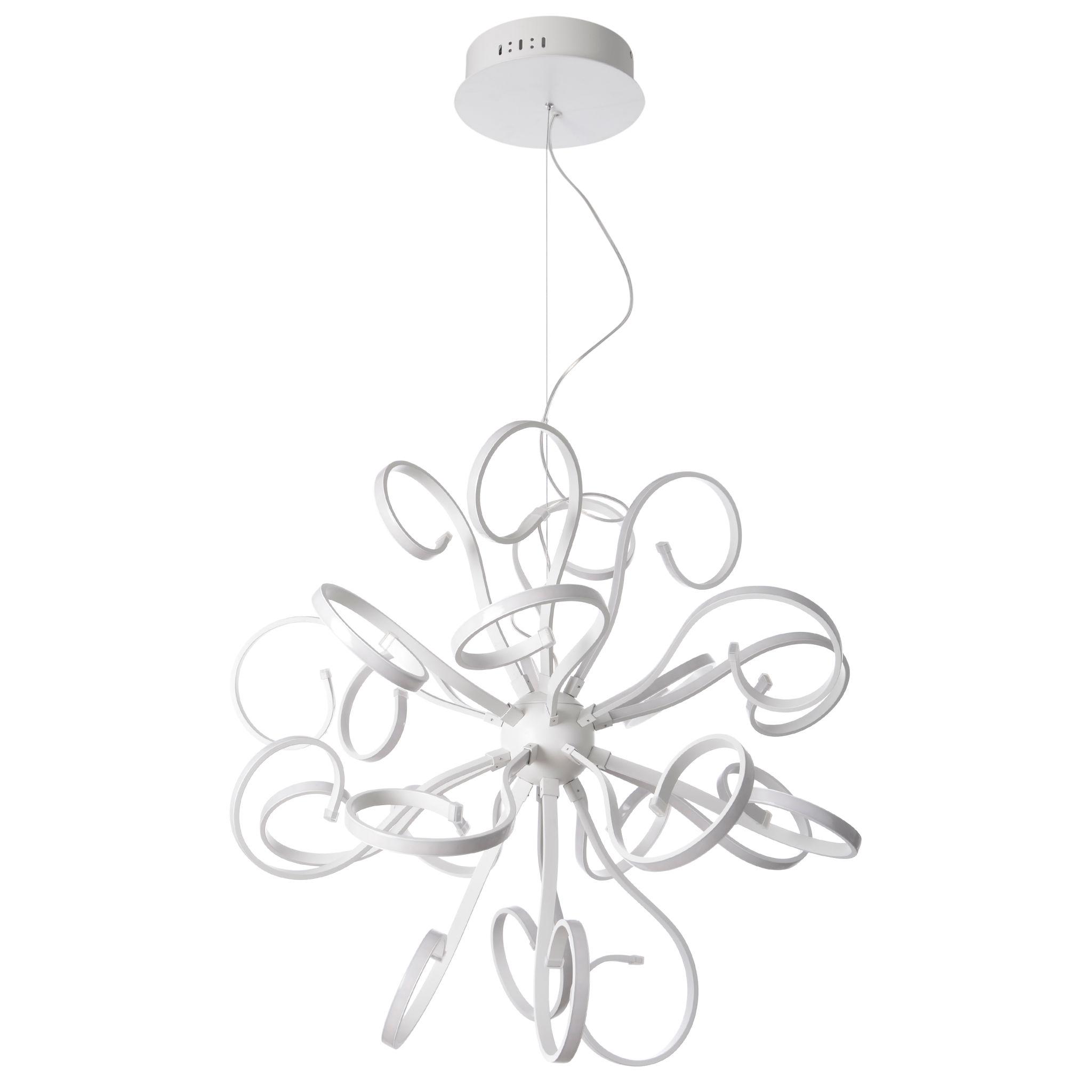 Front view of a contemporary architectural chandelier.