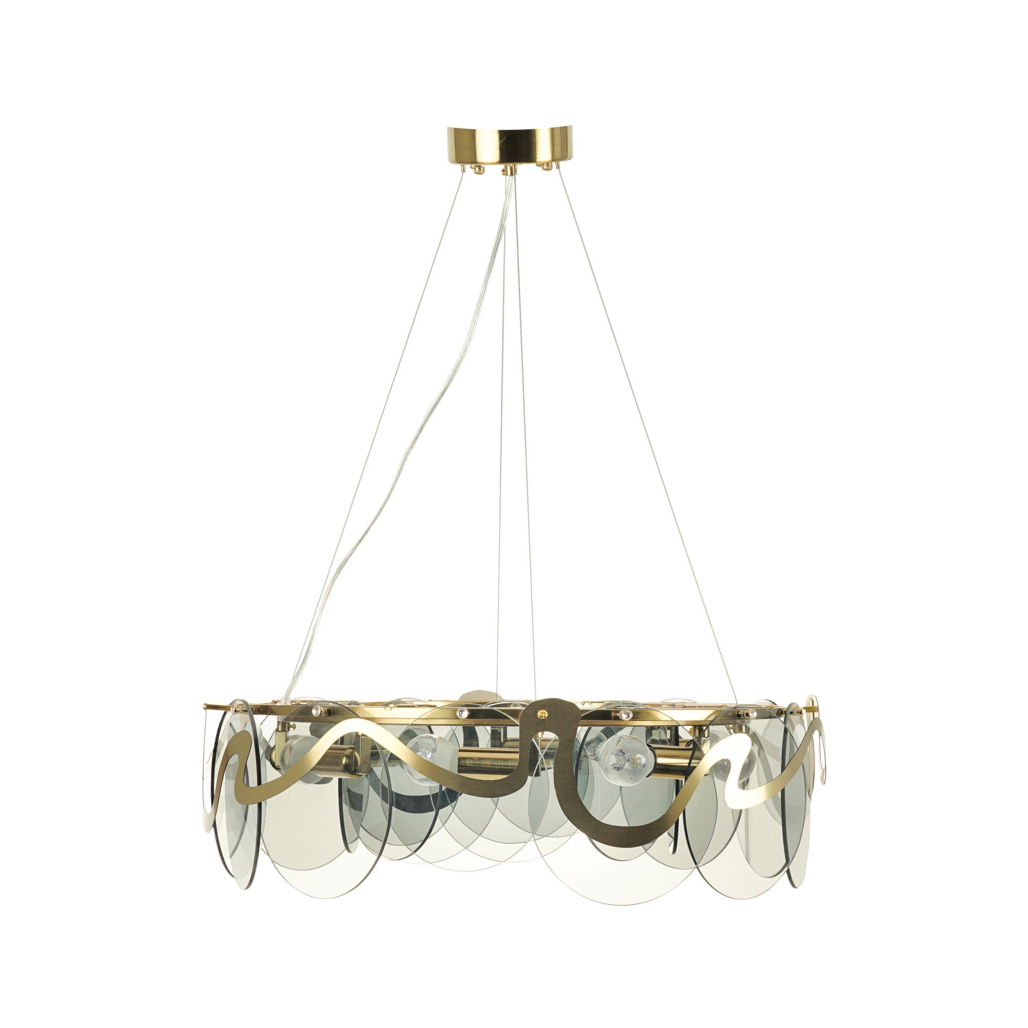 Contemporary chandelier photographed on a clean white studio background.