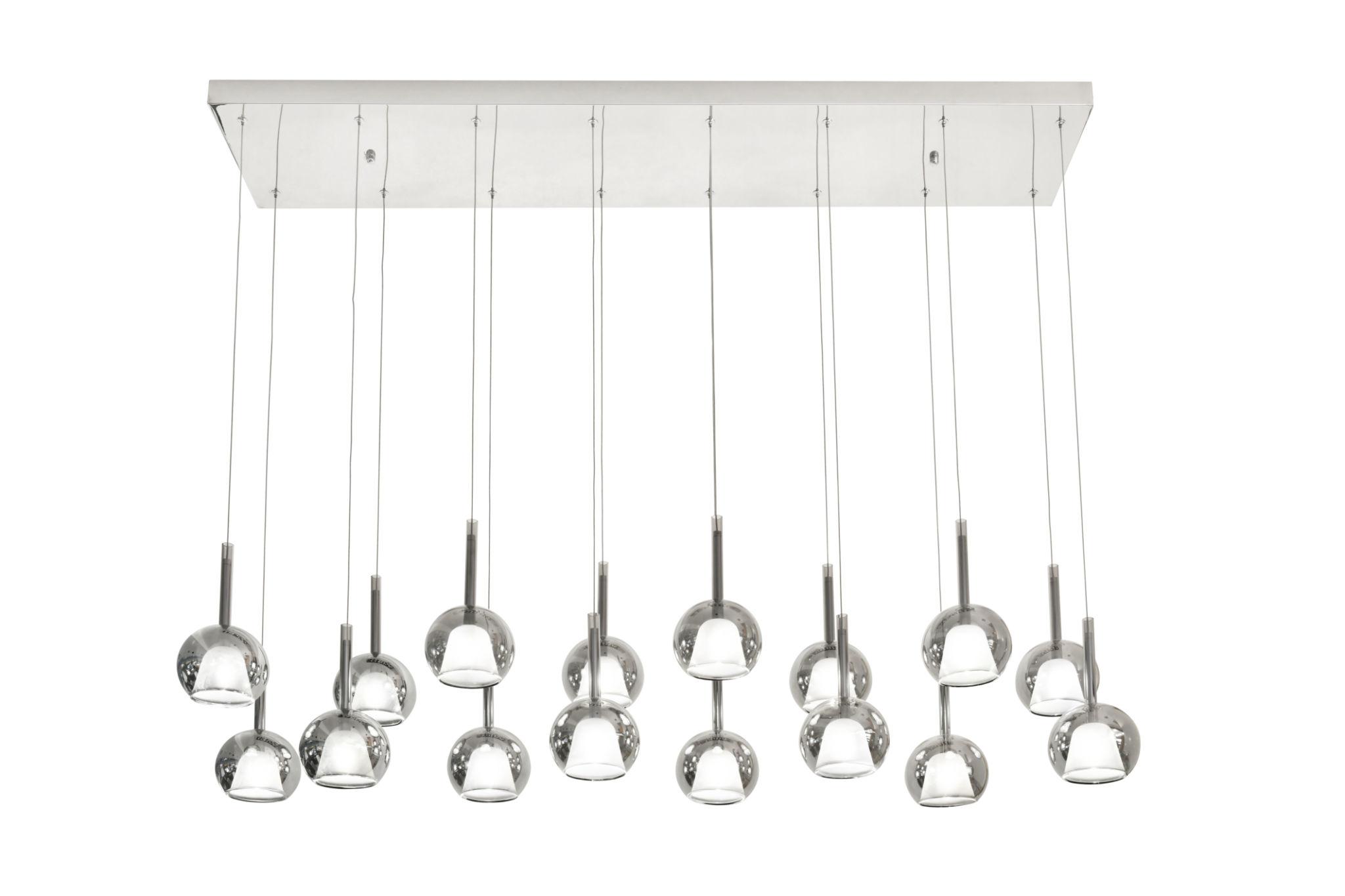 Front view of a contemporary architectural chandelier.