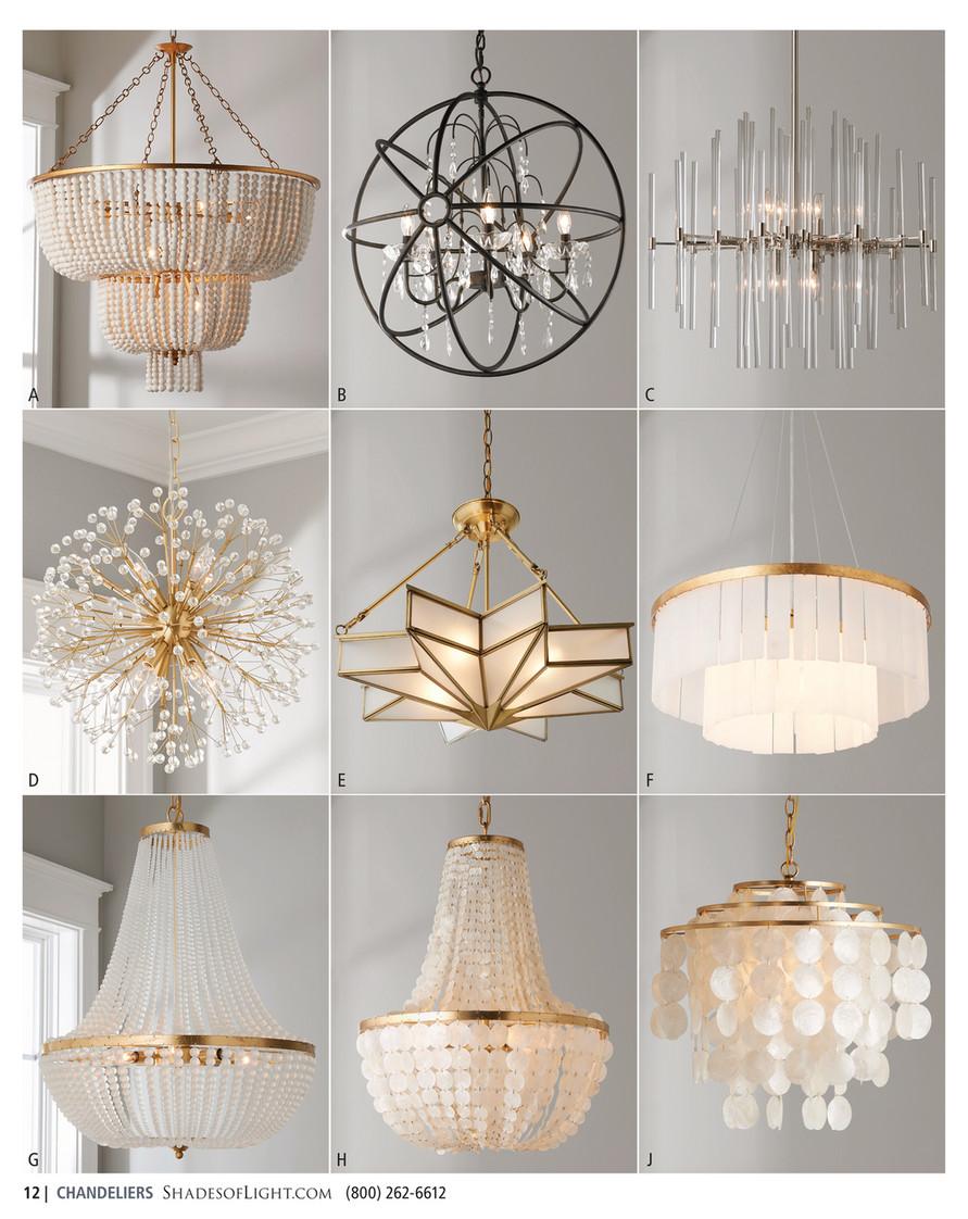 Contemporary chandelier family featuring multiple sizes and design variations.
