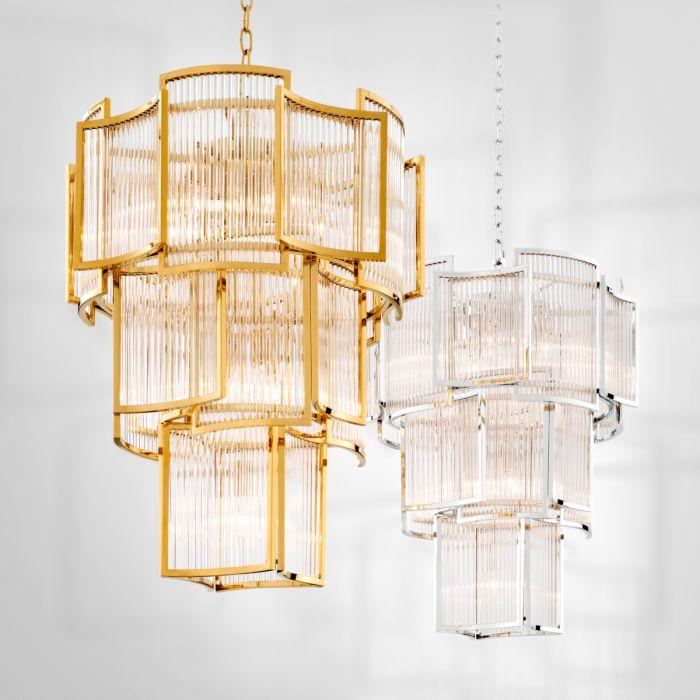 Art Deco chandelier family featuring multiple luxury designs and finishes.