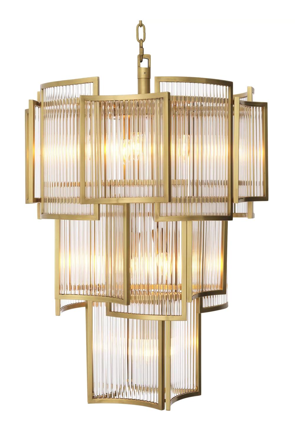 Art Deco chandelier photographed on a clean white studio background.