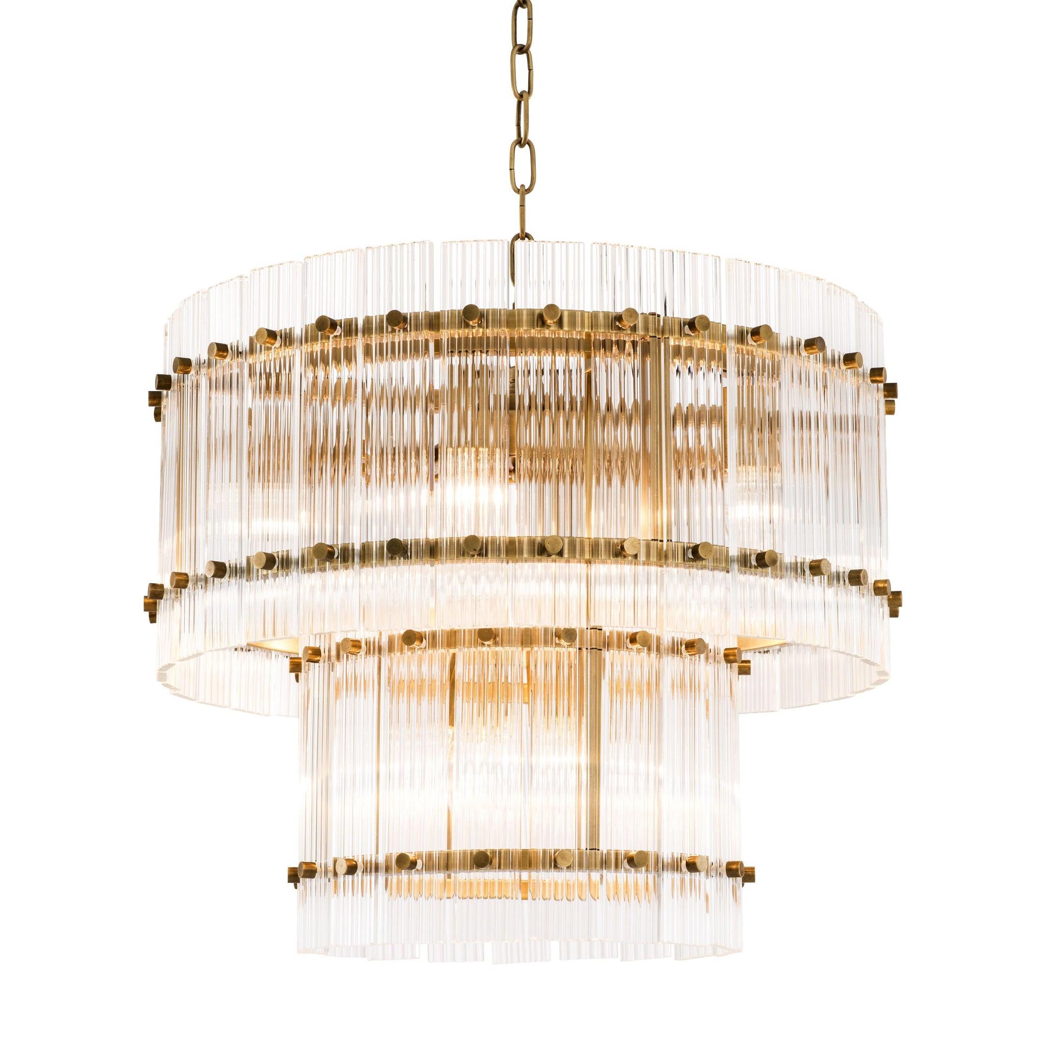 Art Deco chandelier photographed on a clean white studio background.