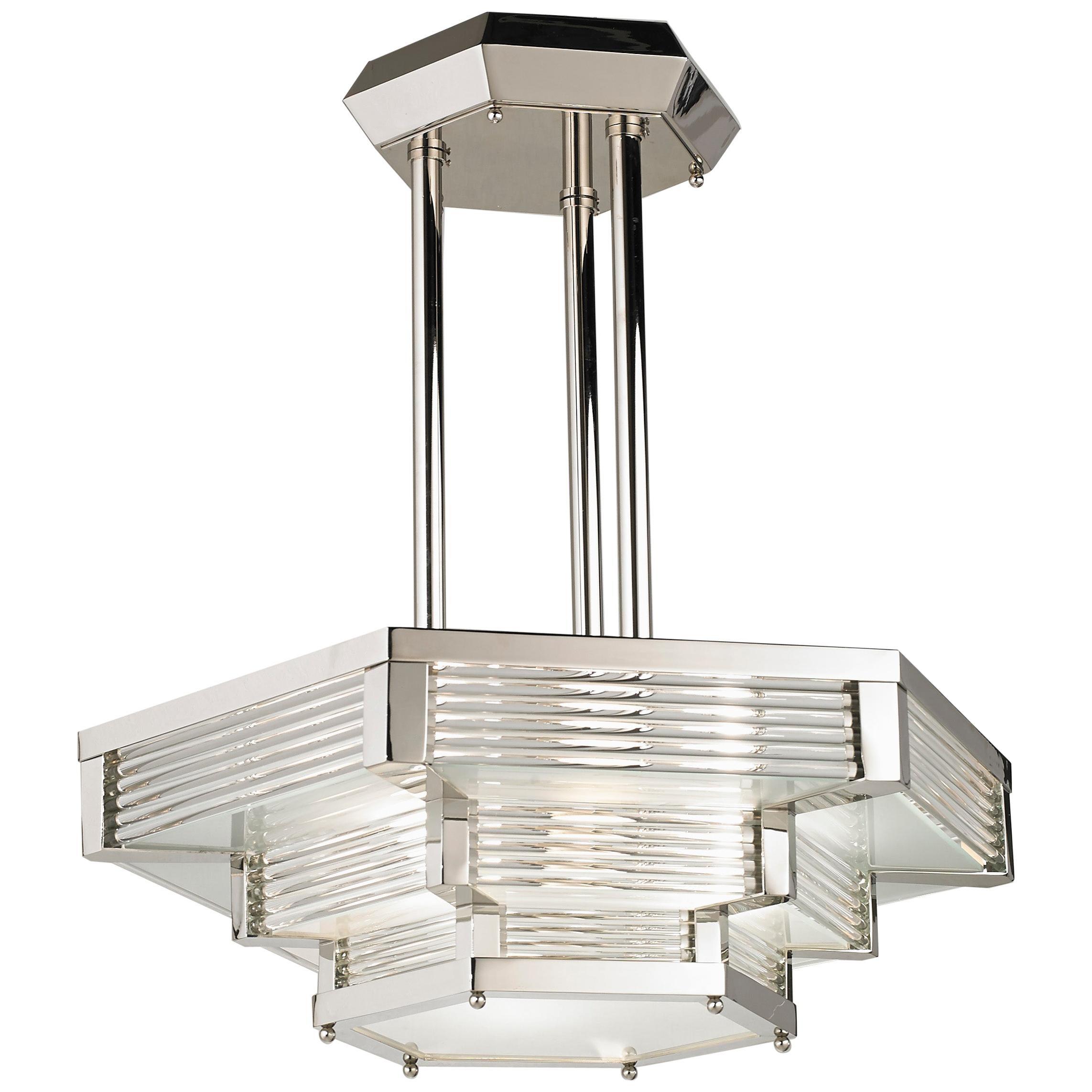 Art Deco chandelier photographed on a clean white studio background.