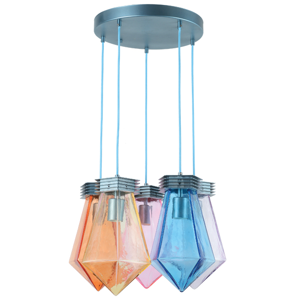 Sculptural chandelier photographed on a clean white studio background.