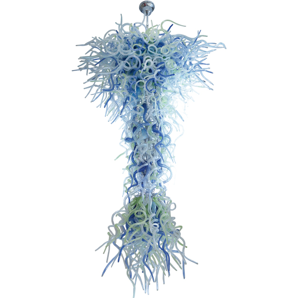 Sculptural chandelier photographed on a clean white studio background.