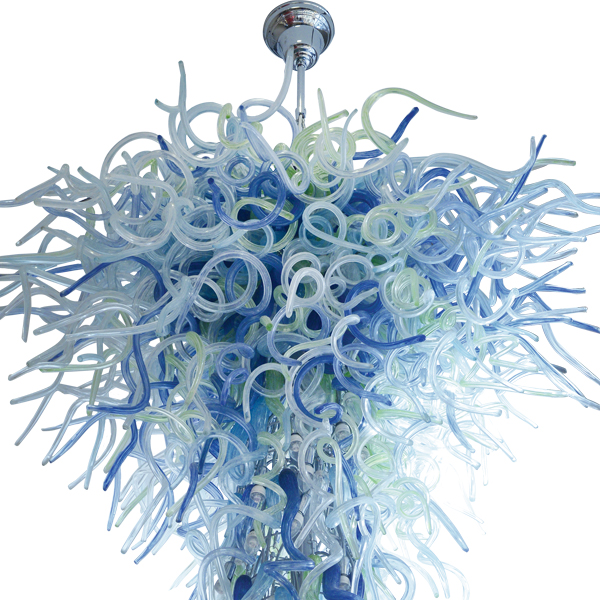 Sculptural chandelier photographed on a clean white studio background.