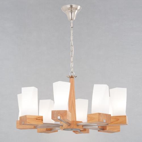 Front view of a Nordic-inspired chandelier with clean architectural lines.