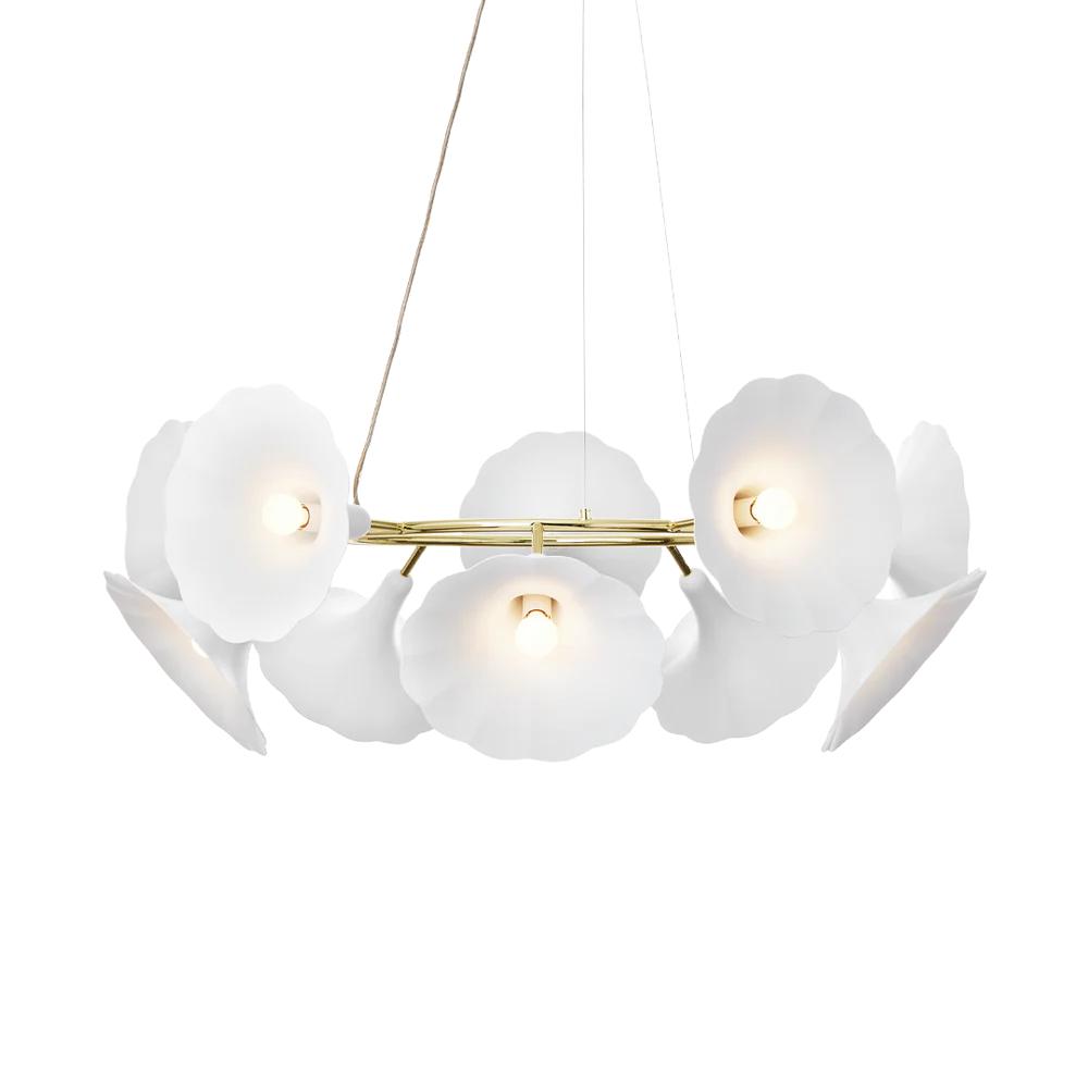 Scandinavian chandelier photographed on a clean white studio background.