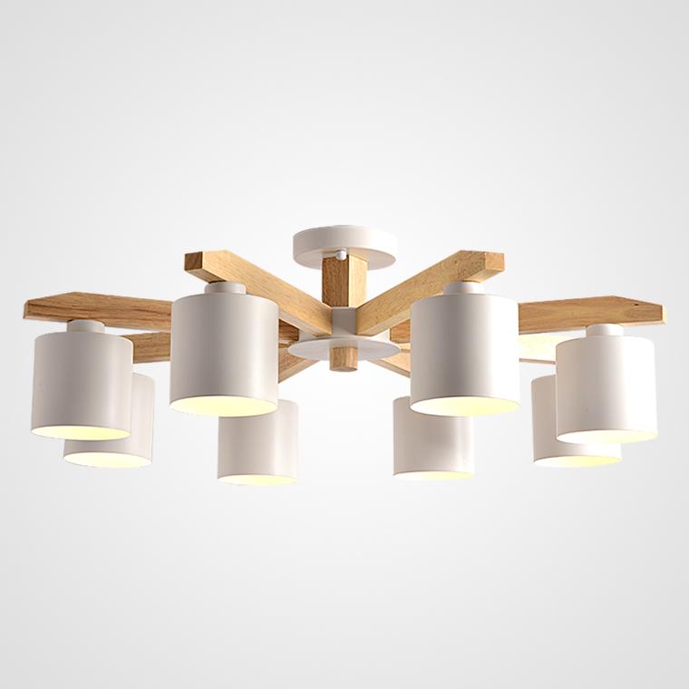 Front view of a Nordic-inspired chandelier with clean architectural lines.