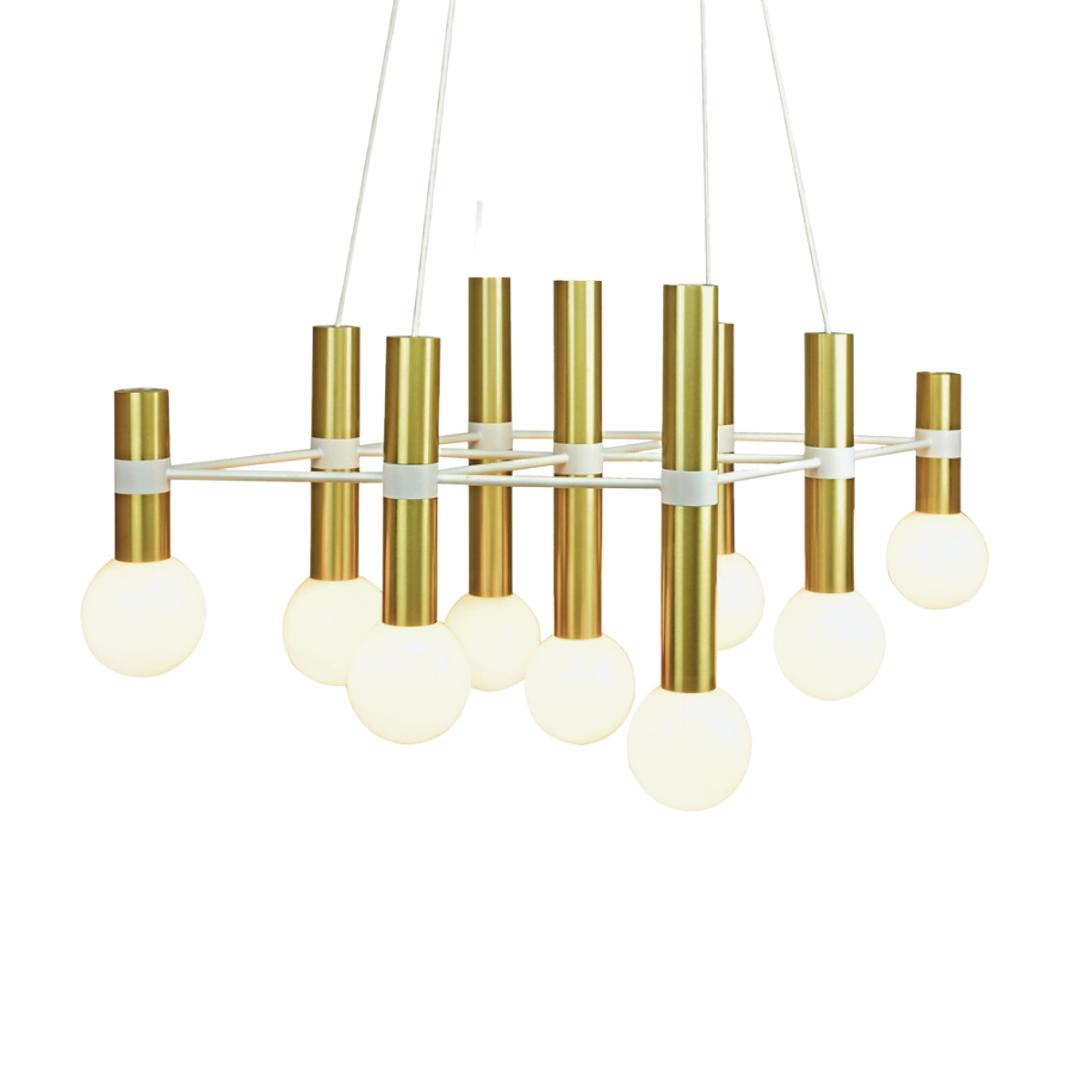 Scandinavian chandelier photographed on a clean white studio background.