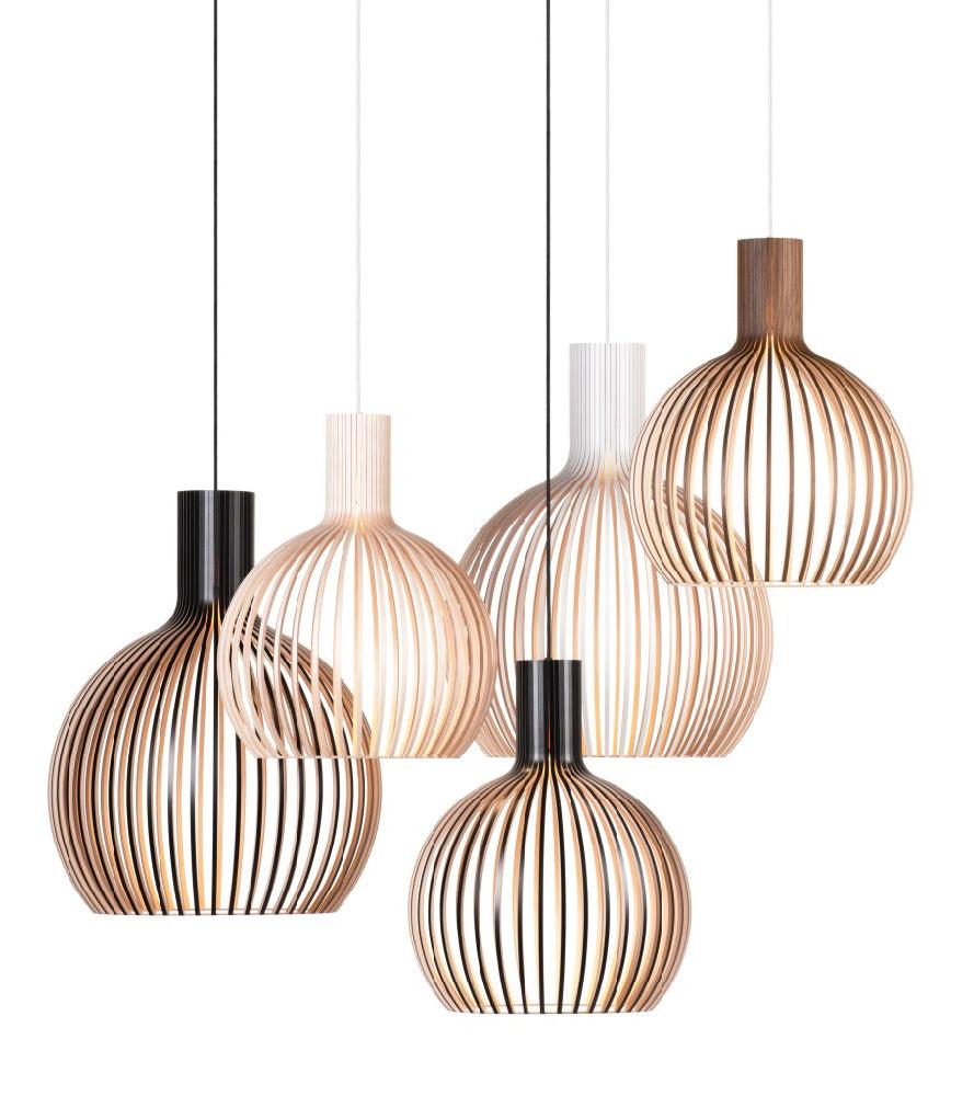 Scandinavian chandelier family featuring multiple sizes and finishes.