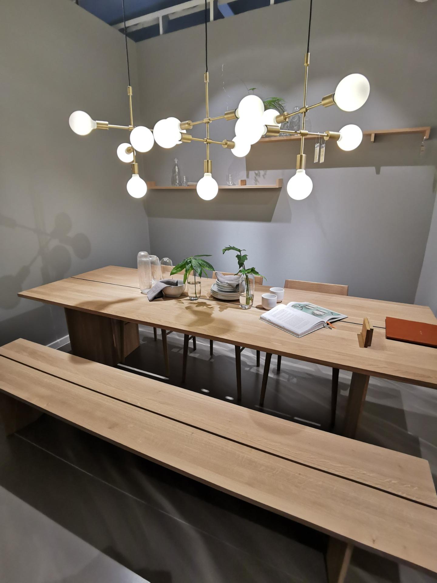 Scandinavian chandelier family featuring multiple sizes and finishes.