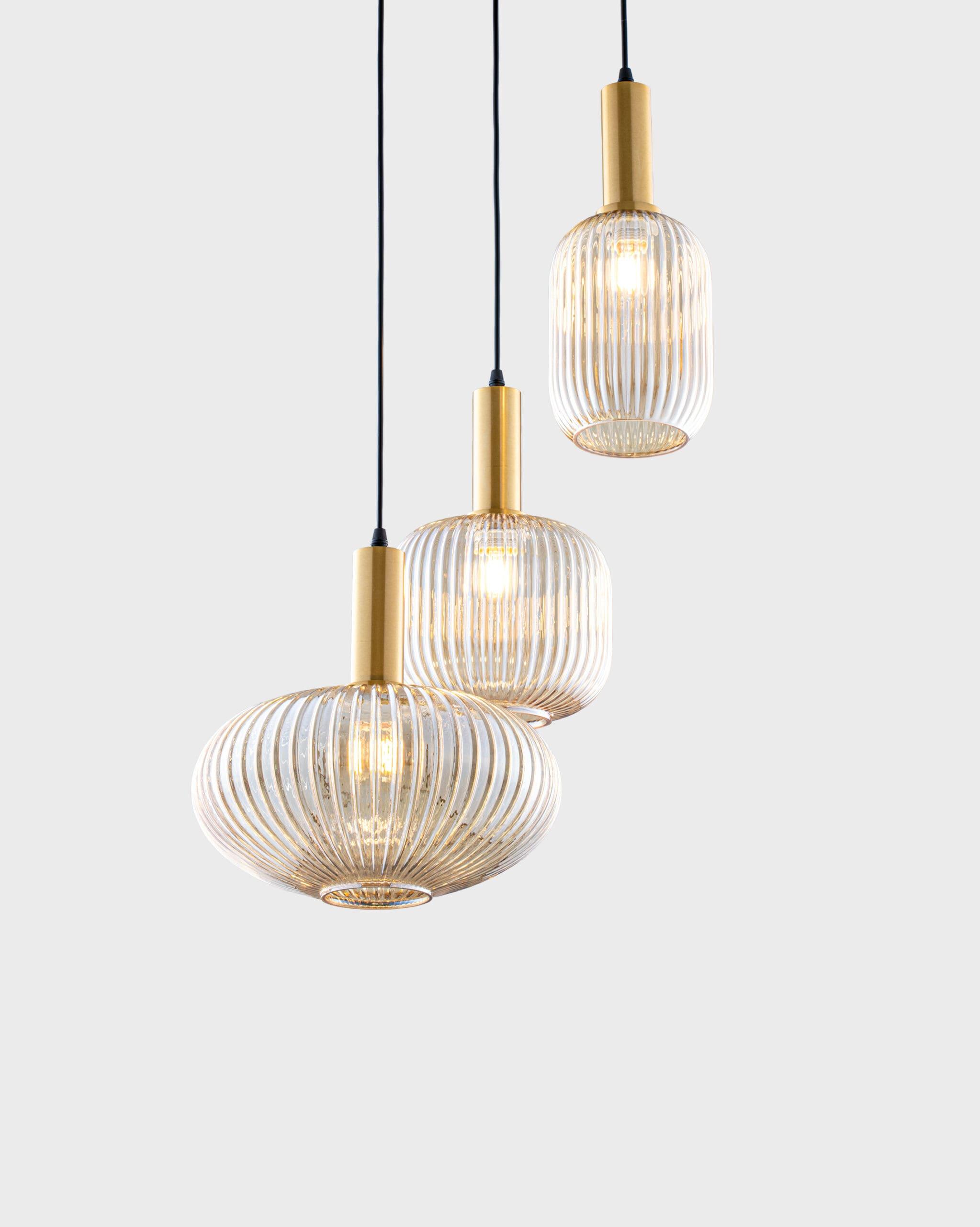 Luxury pendant lighting family featuring multiple sizes and design variations.
