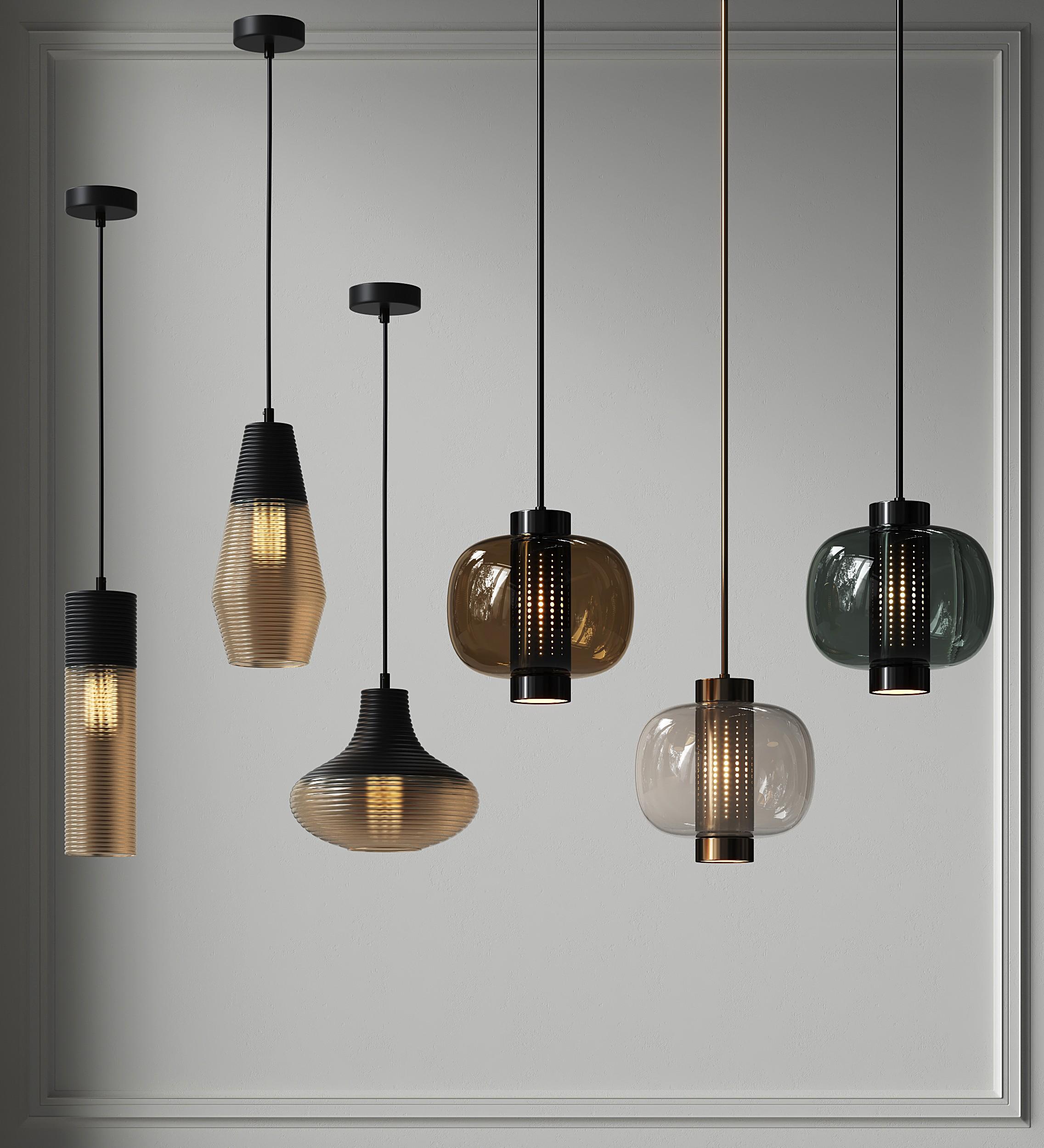 Luxury pendant lighting family featuring multiple sizes and design variations.