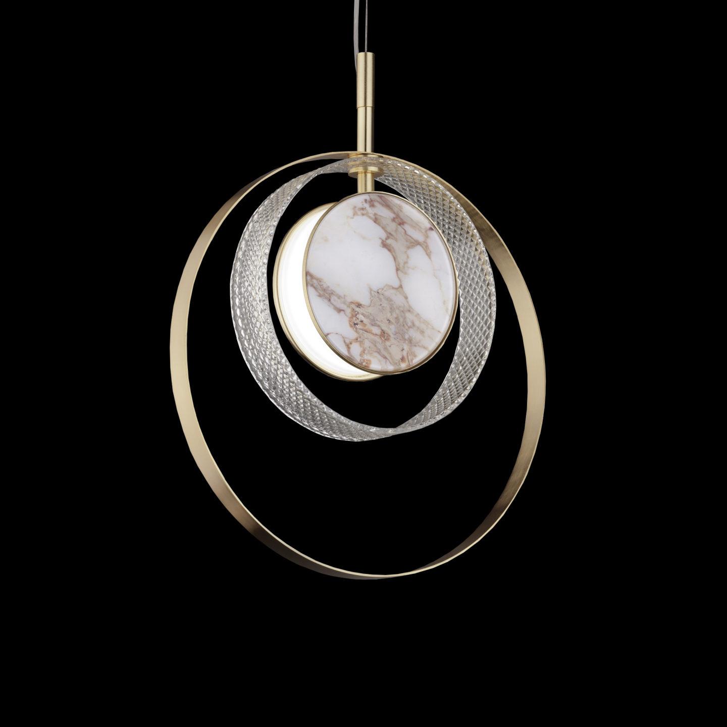 Front view of a luxury pendant light for contemporary architectural interiors.