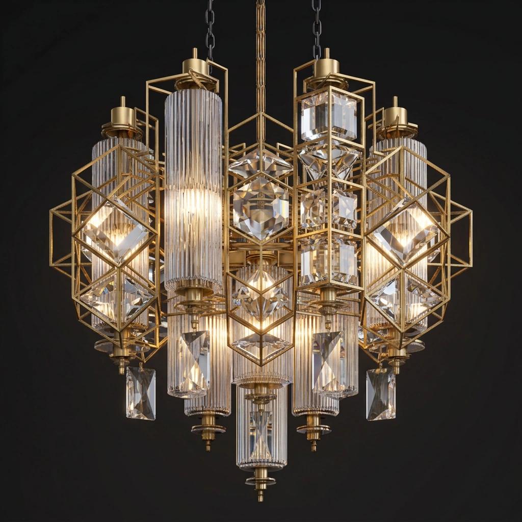 Front view of a premium architectural luxury chandelier.