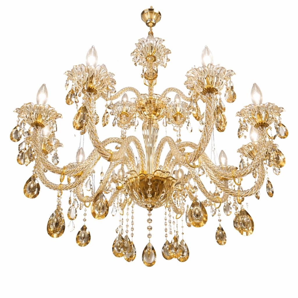 Luxury chandelier photographed on a clean white studio background.