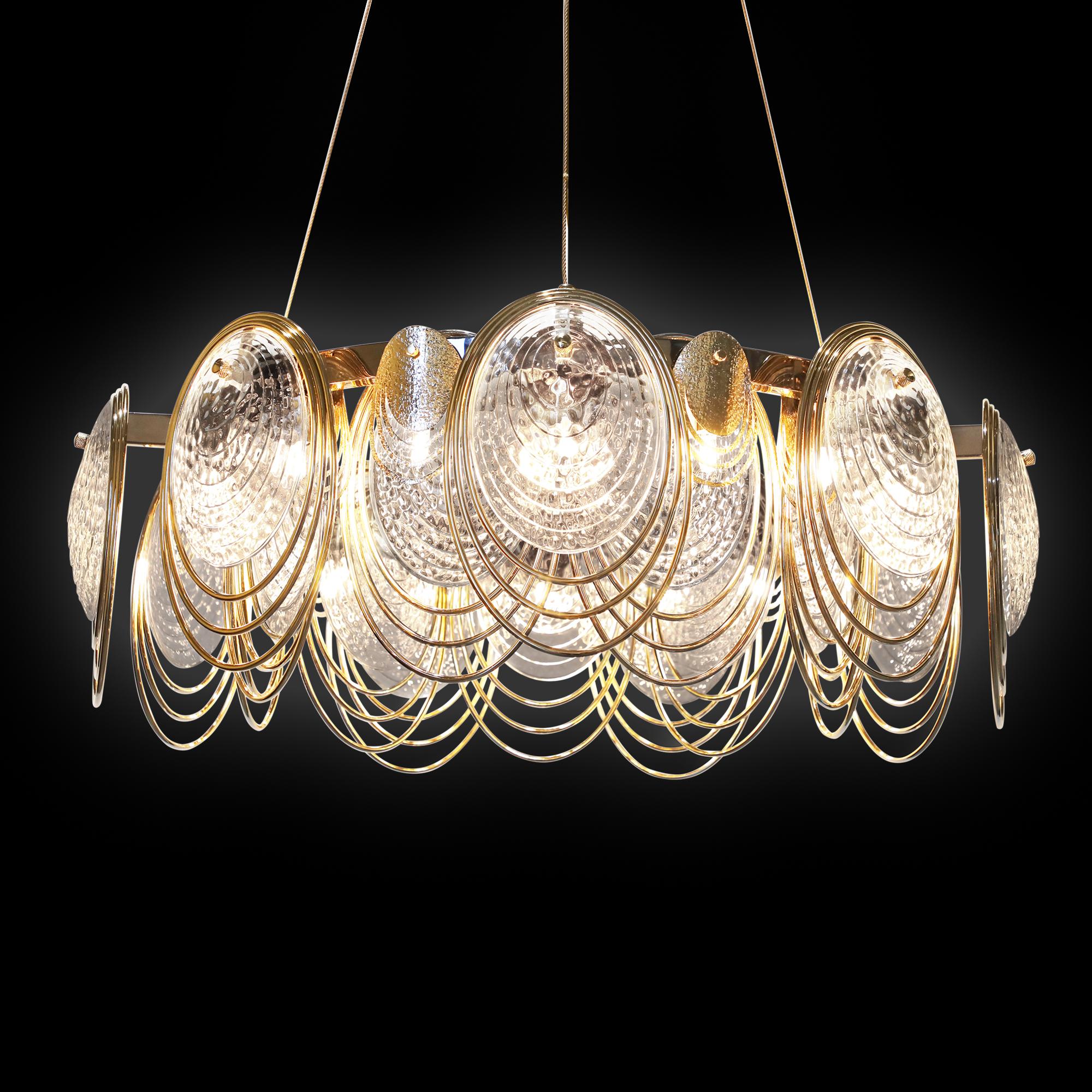 Front view of a premium architectural luxury chandelier.