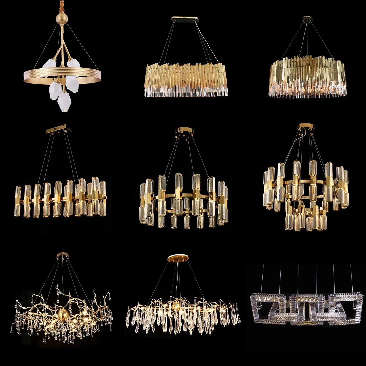 Luxury chandelier family featuring multiple sizes and elegant configurations.