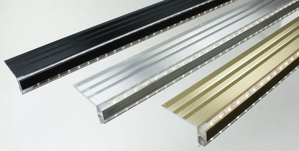 Stair LED profile family with different sizes, diffuser options and finishes.