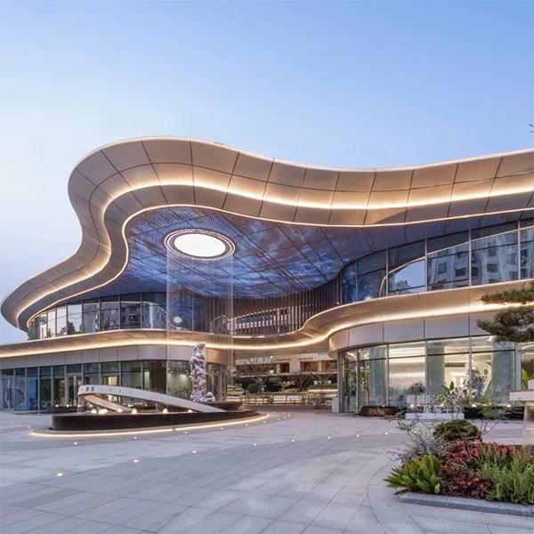 LED Neon Flex creating continuous architectural lighting on a contemporary façade and landscape project.