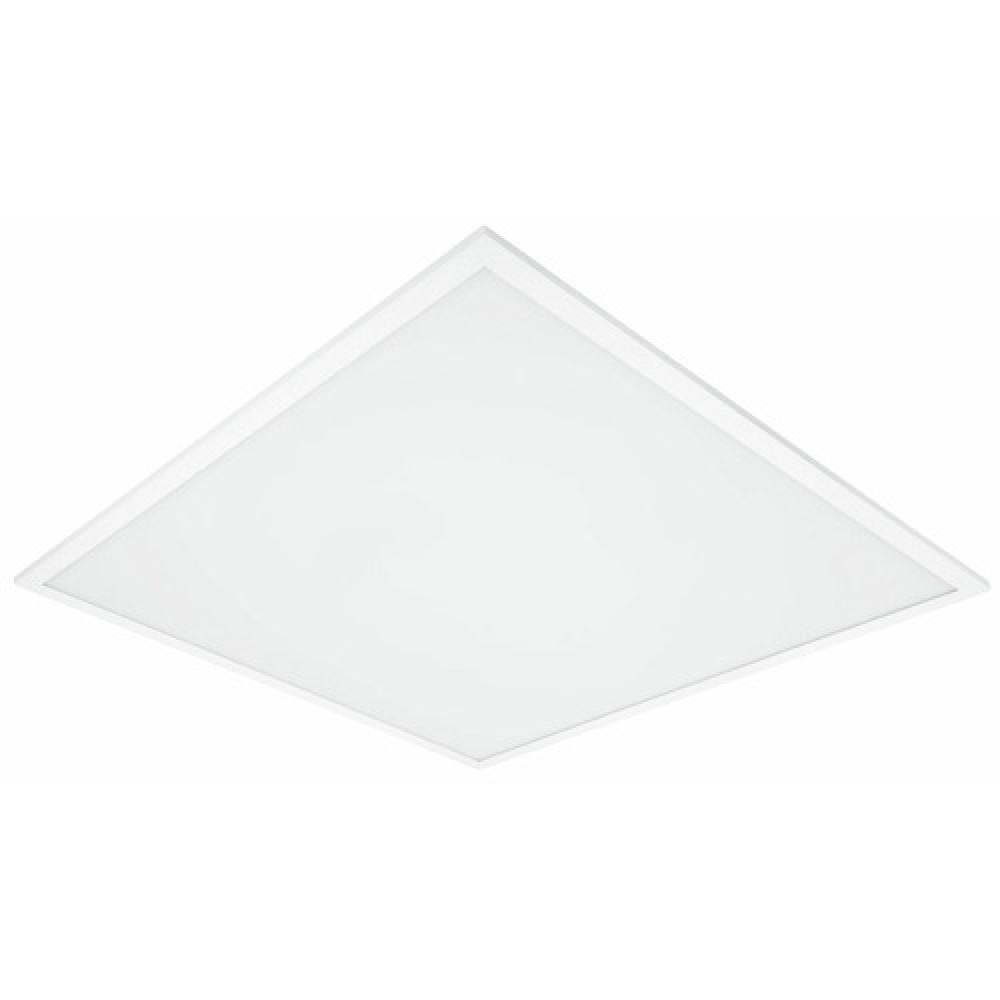 Recessed UGR office panel with a microprismatic low-glare diffuser on a white background