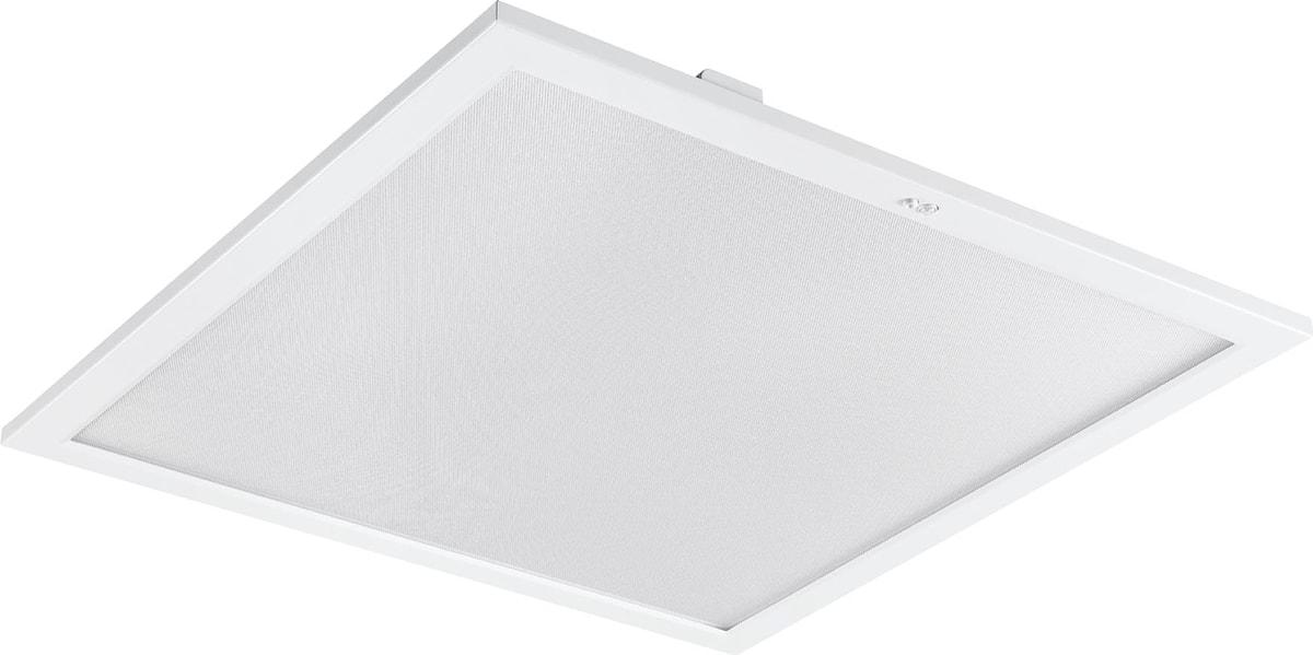 Recessed UGR office panel with a microprismatic low-glare diffuser on a white background