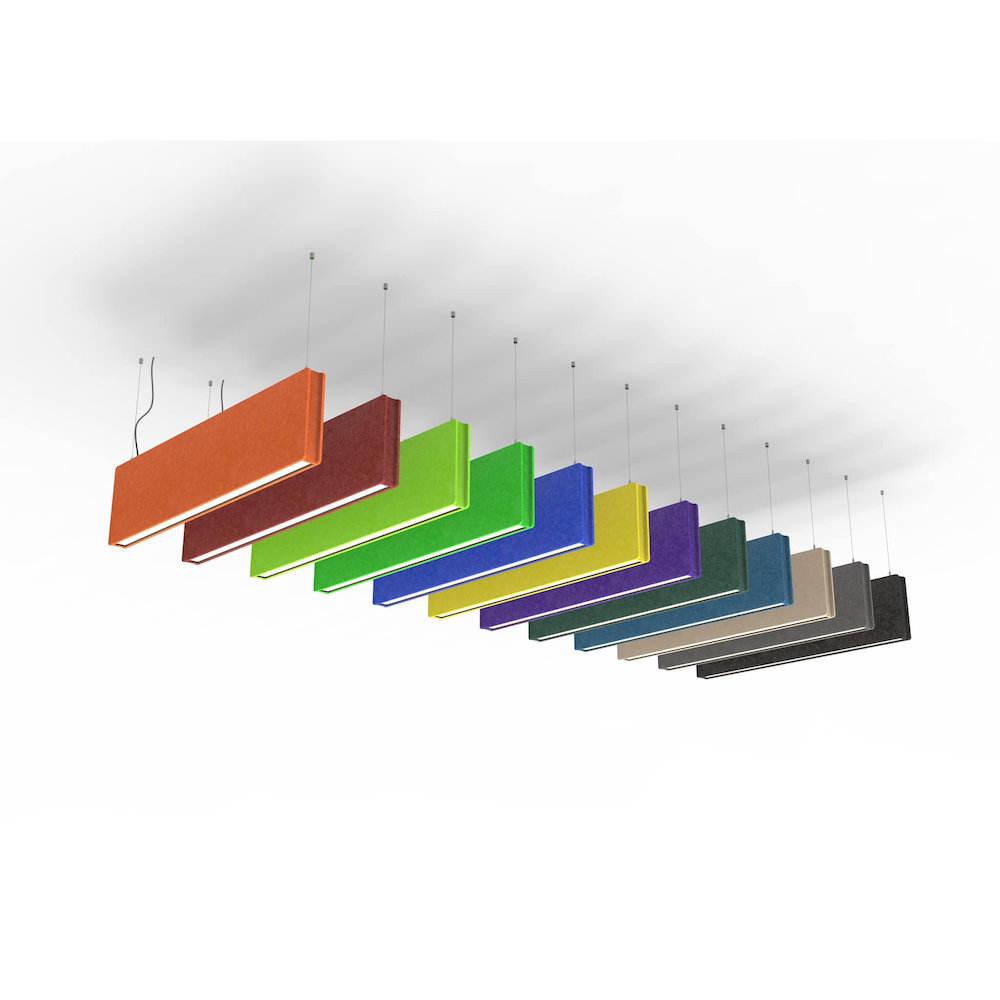 Acoustic linear light family with color, finish and size variations.