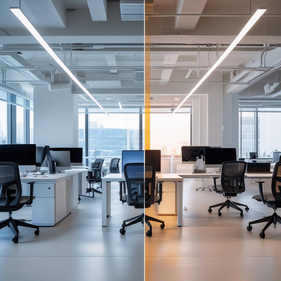 Human centric office lighting with dynamic colour temperature and adjustable illumination for contemporary workplaces