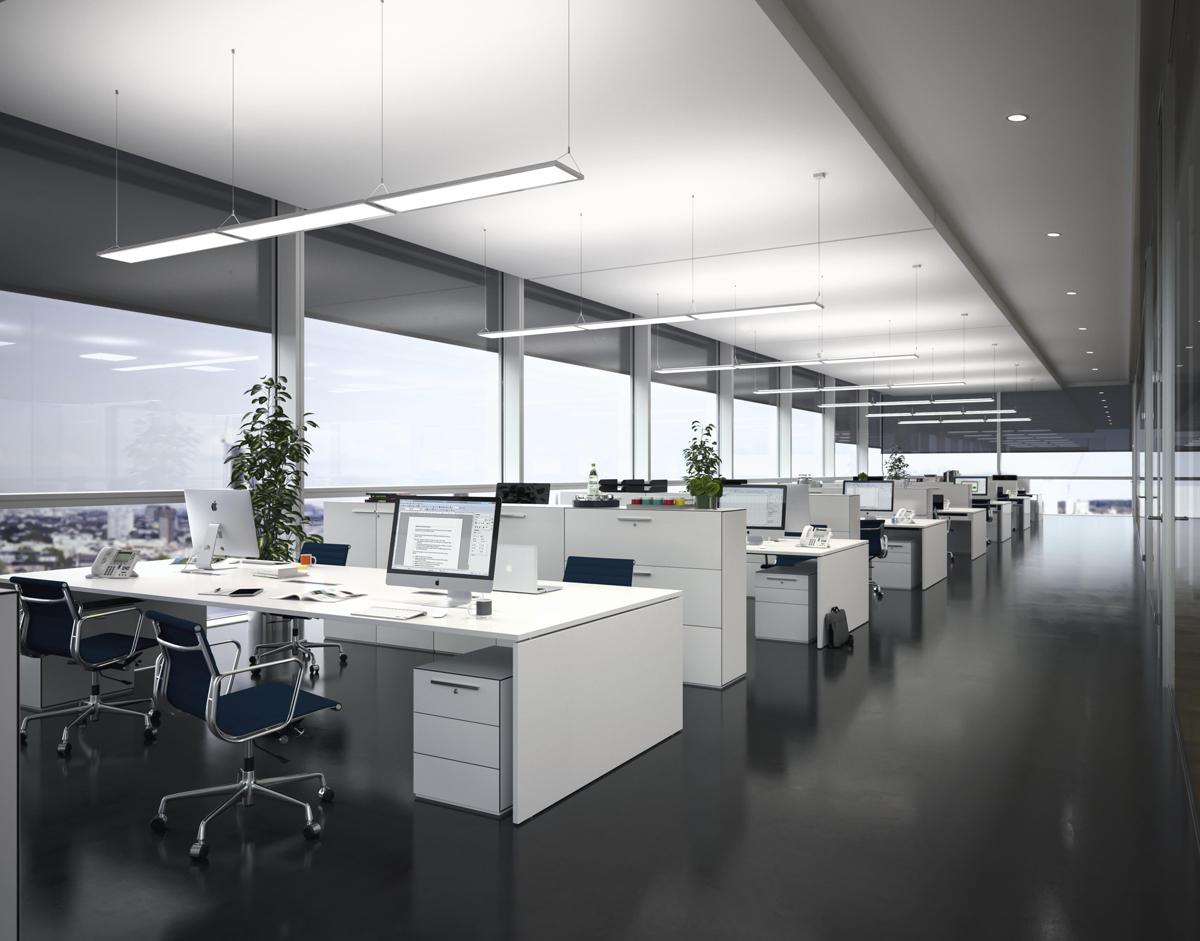 Human centric office lighting with dynamic colour temperature and adjustable illumination for contemporary workplaces