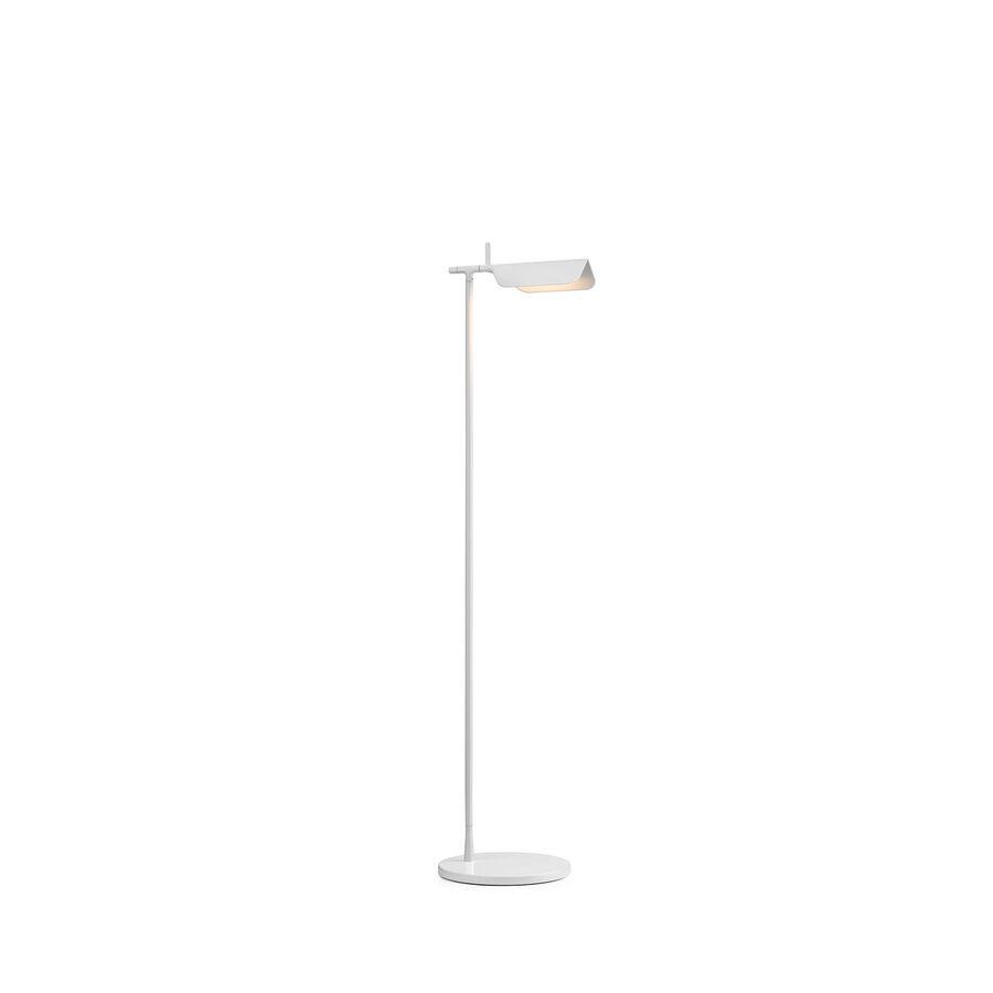 Minimal floor lamp photographed on a clean white background showcasing its slim architectural silhouette and premium finish.