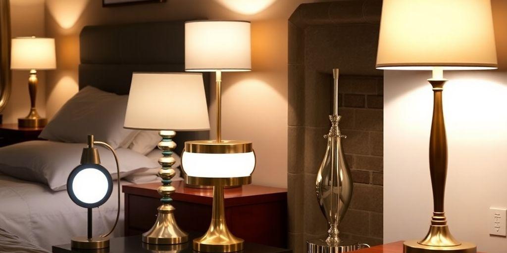 Collection of bedside table lamps designed for residential bedrooms and luxury hospitality interiors.