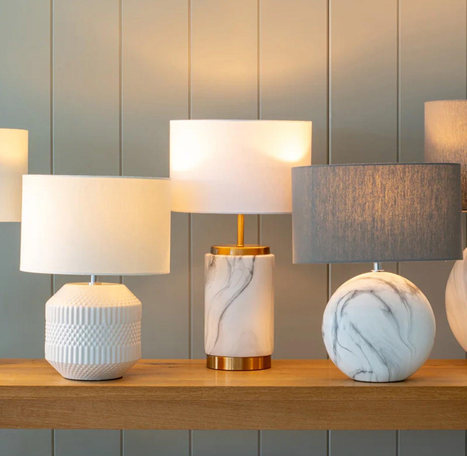 Collection of bedside table lamps designed for residential bedrooms and luxury hospitality interiors.