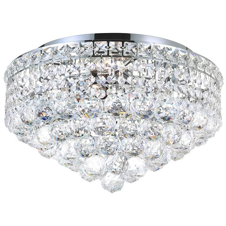 Crystal flush mount ceiling light with layered clear crystal elements on a white background