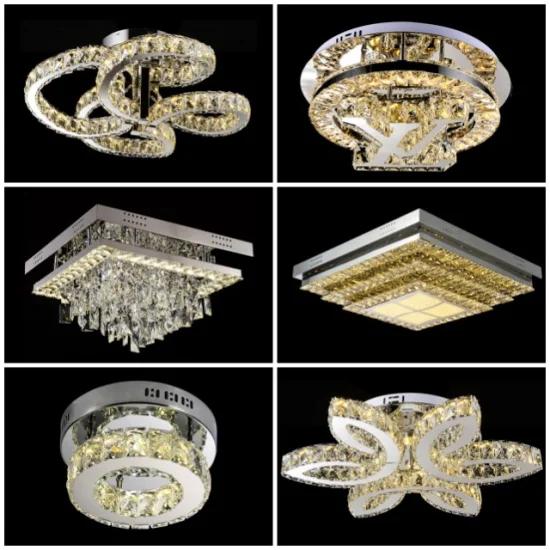 Crystal ceiling light collection featuring different decorative crystal designs