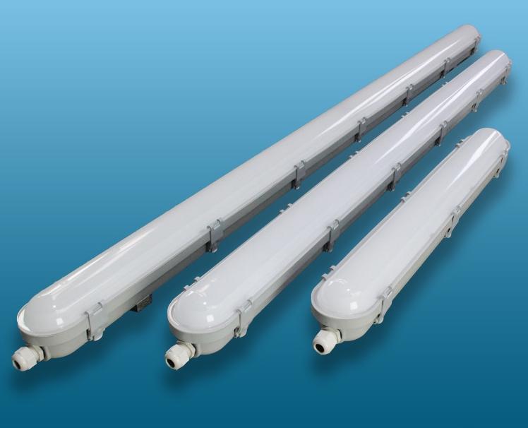 IP65 waterproof fixture family with length and configuration variations.
