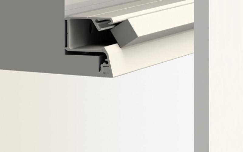 Front view of a floating ceiling cove profile.