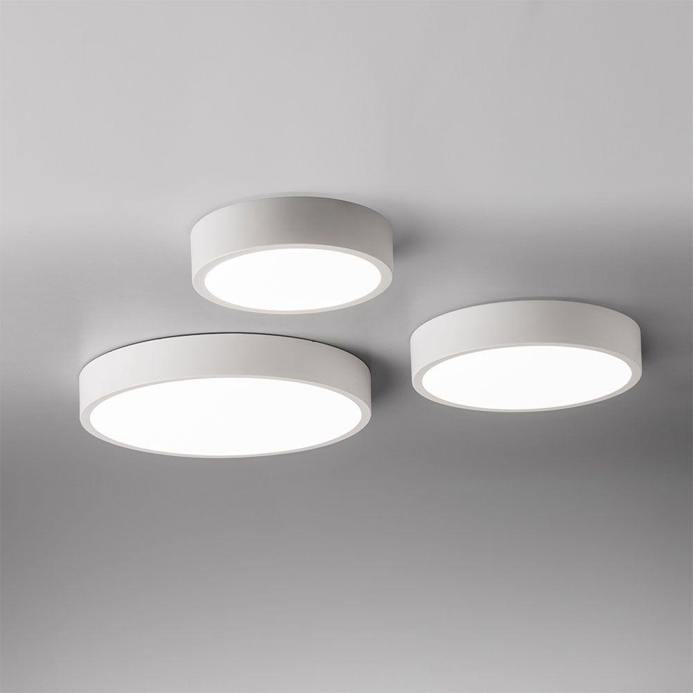 Collection of minimalist ceiling lights designed for contemporary residential and hospitality interiors.