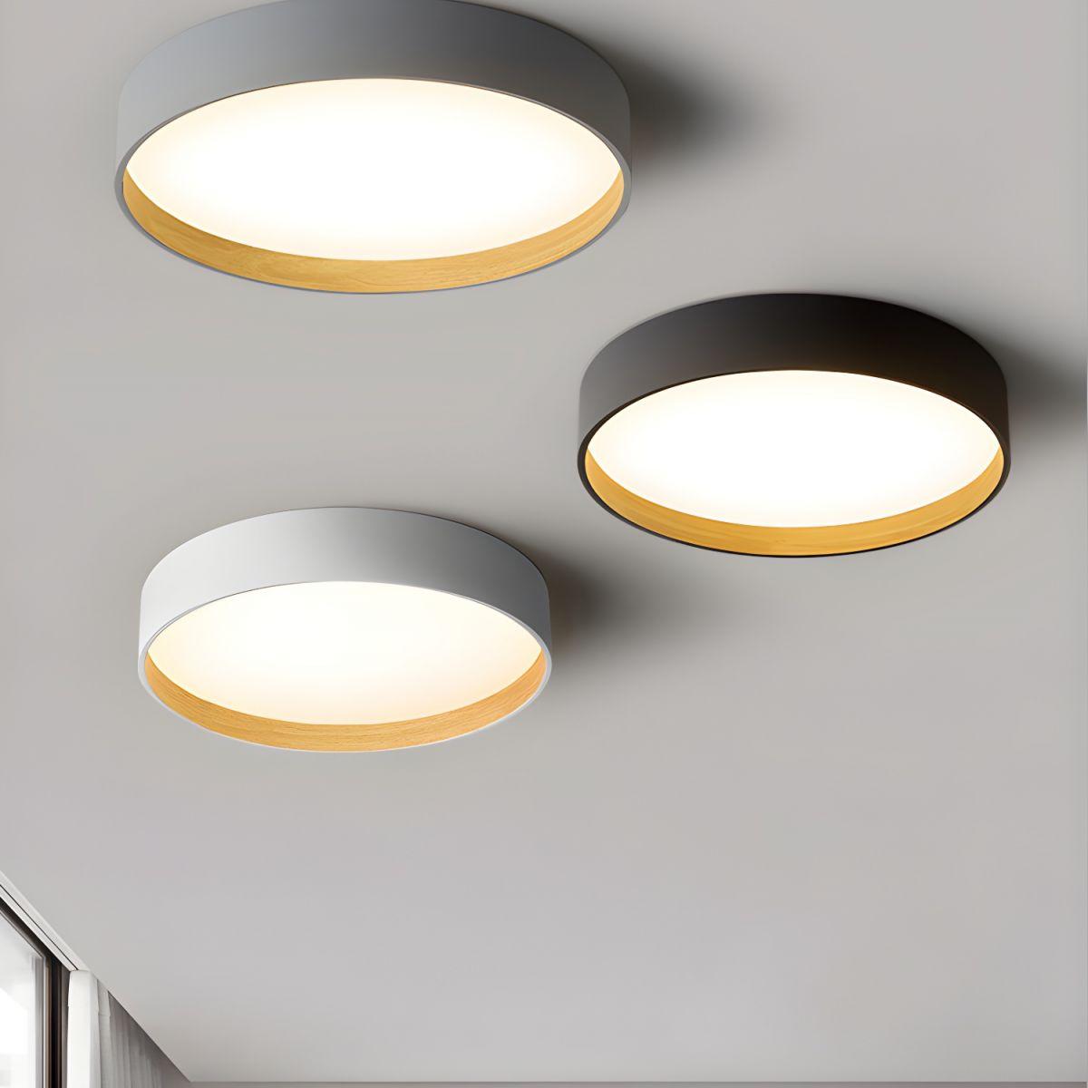 Collection of minimalist ceiling lights designed for contemporary residential and hospitality interiors.