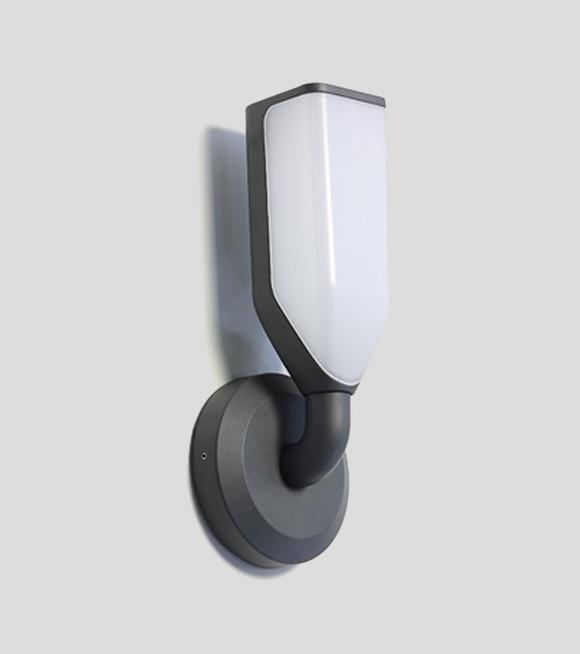 Front view of a contemporary architectural wall lamp.