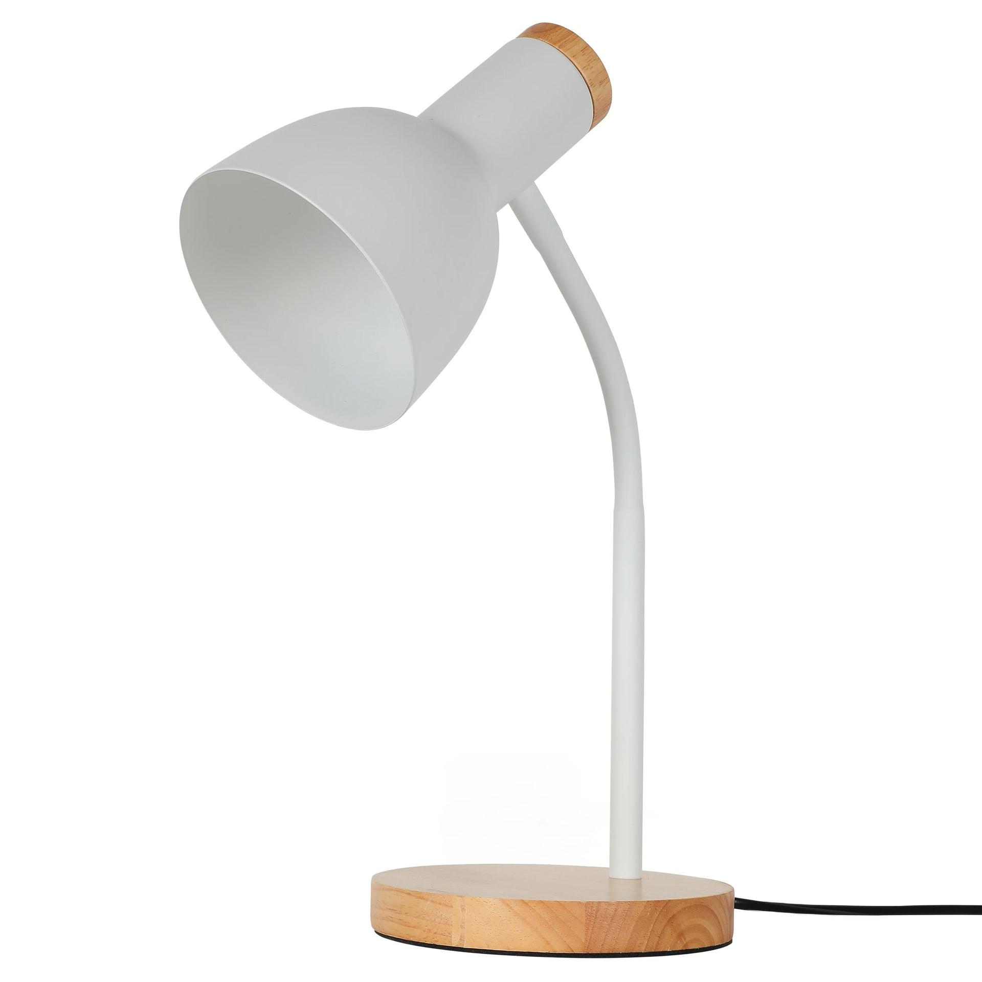 Scandinavian table lamp photographed on a clean white background showcasing natural materials and minimalist Nordic design.