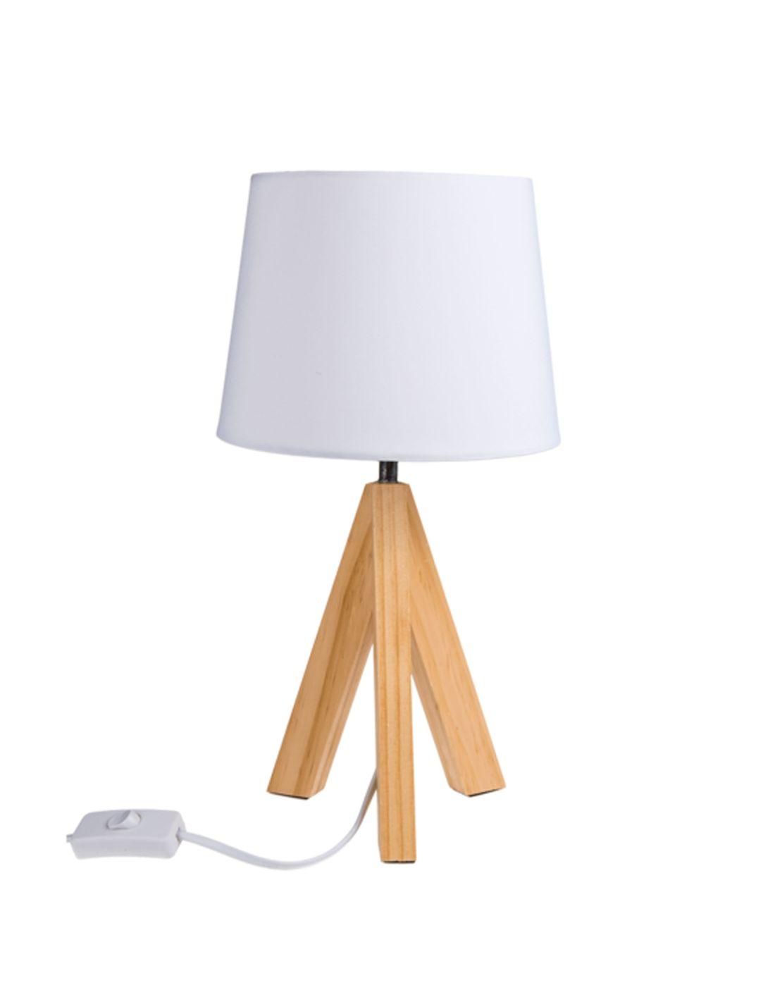 Scandinavian table lamp photographed on a clean white background showcasing natural materials and minimalist Nordic design.