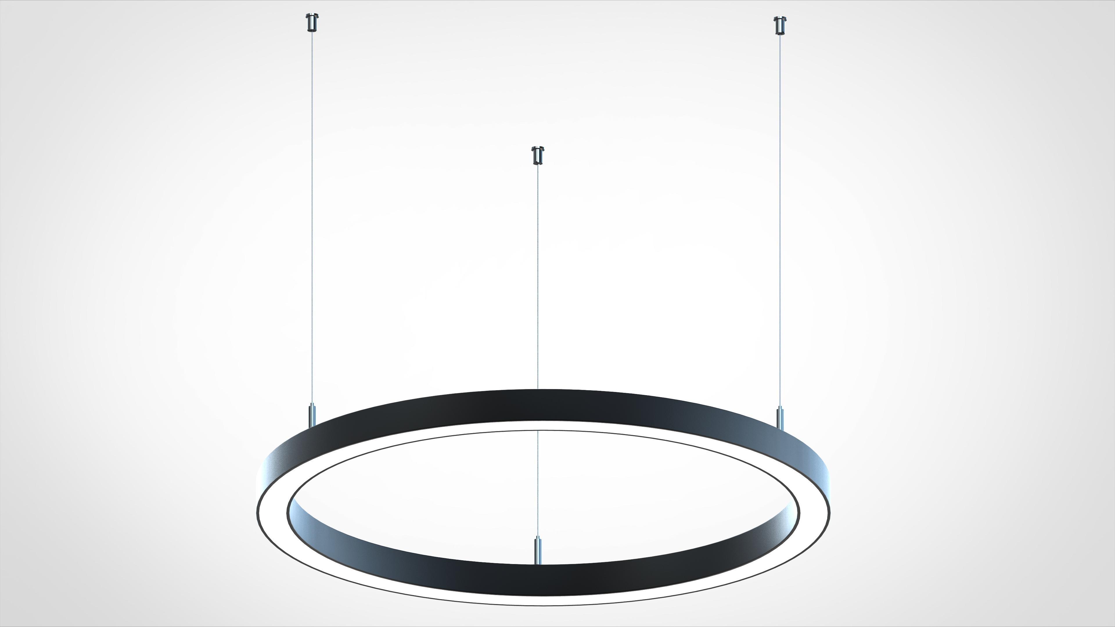 Front view of a contemporary ring pendant light for architectural interiors.