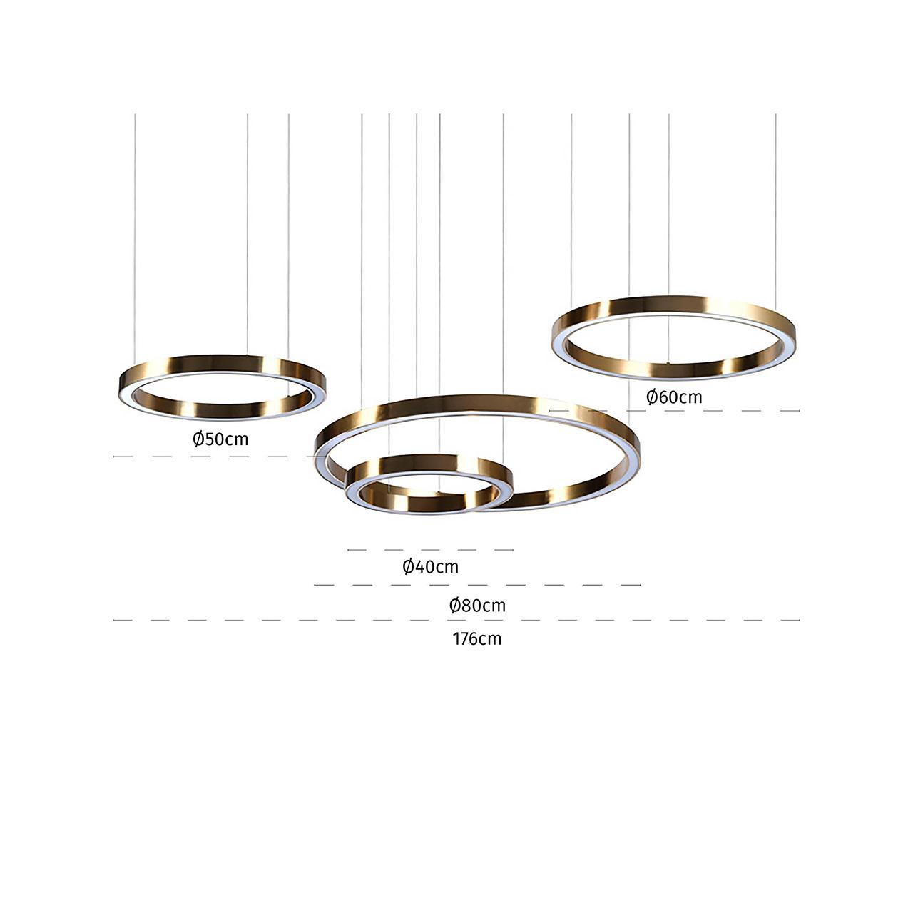 Ring pendant lighting family featuring multiple diameters and configurations.